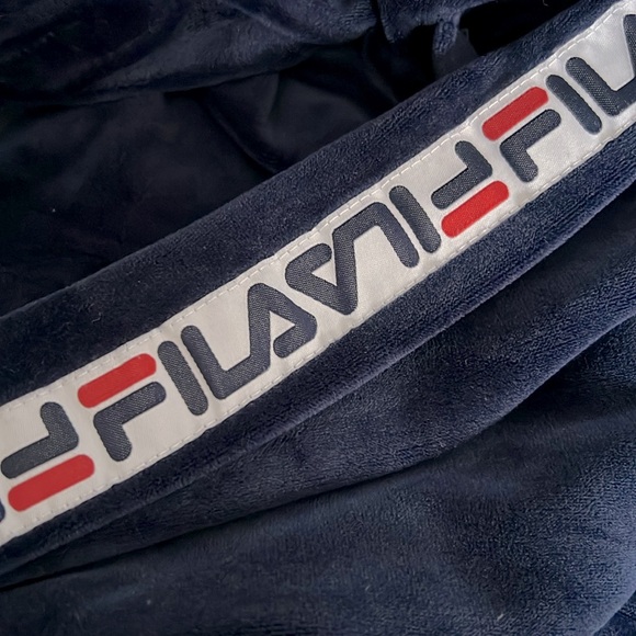 FILA Dolly Velour Logo Side Stripe Banded Bottom Jogger Sweatpants Lounge Pants - Picture 5 of 8